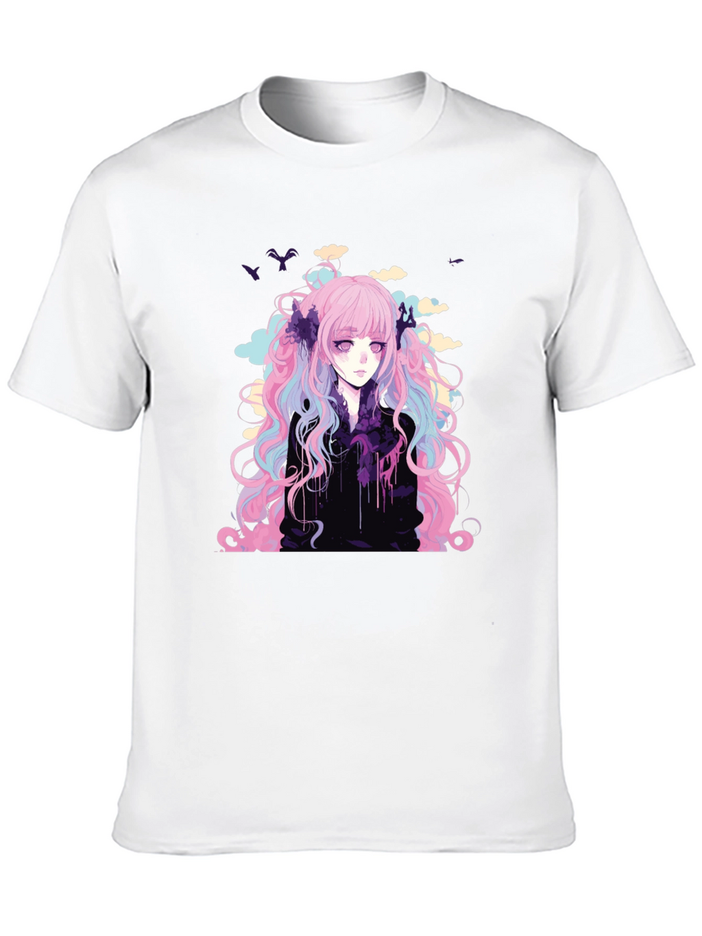 Anime Girl Graphic T-Shirt - Stylish Black Tee