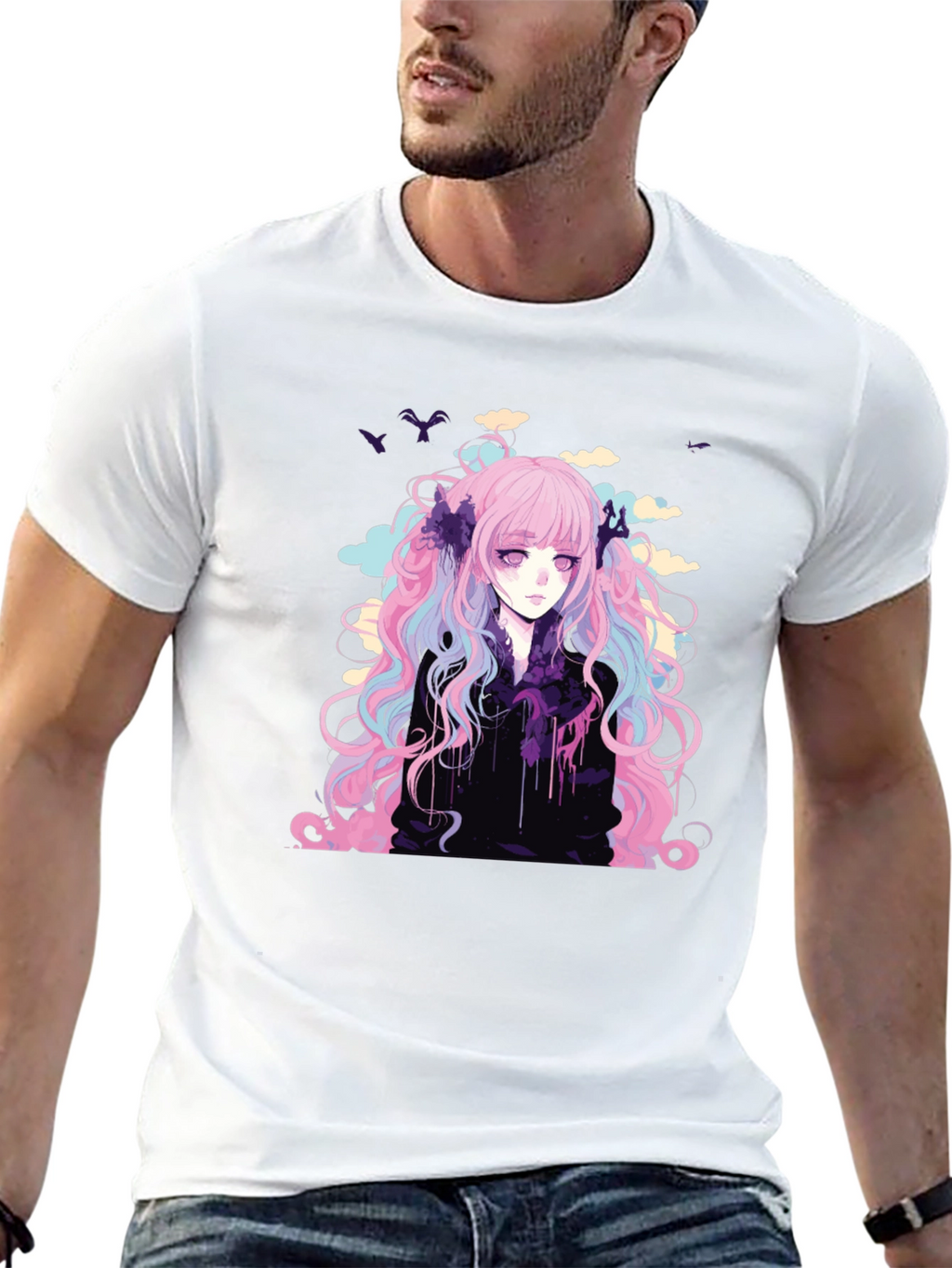Anime Girl Graphic T-Shirt - Stylish Black Tee