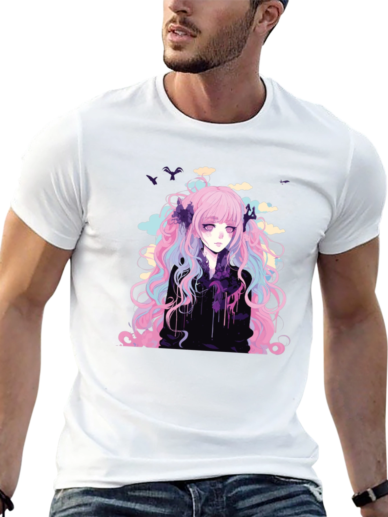 Anime Girl Graphic T-Shirt - Stylish Black Tee