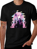 Anime Girl Graphic T-Shirt - Stylish Black Tee