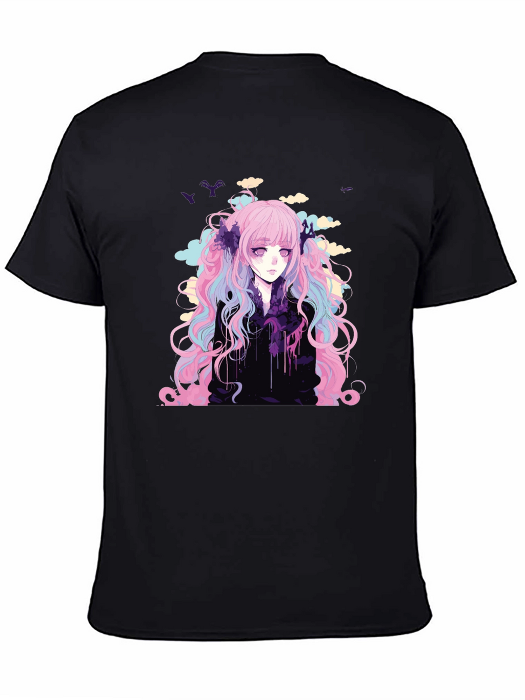 Anime Girl Graphic T-Shirt - Stylish Black Tee