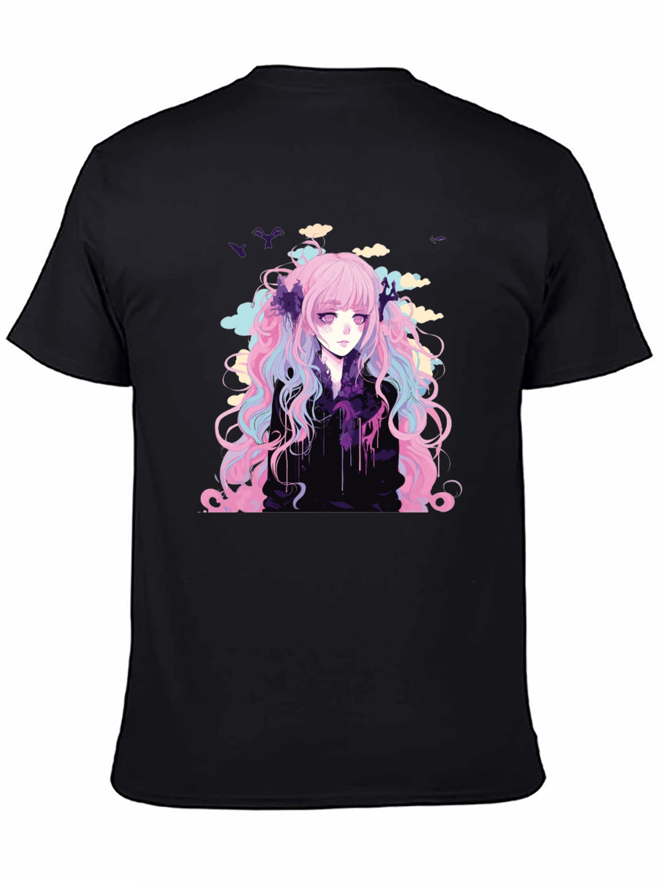 Anime Girl Graphic T-Shirt - Stylish Black Tee