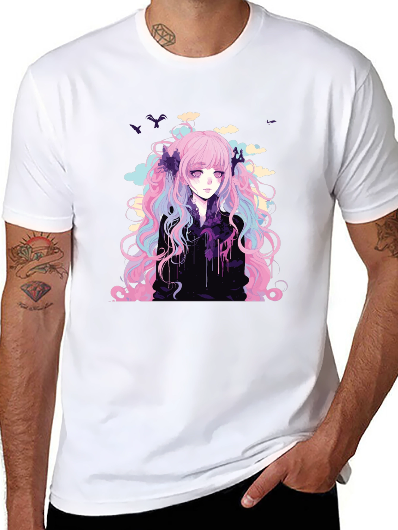 Anime Girl Graphic T-Shirt - Stylish Black Tee