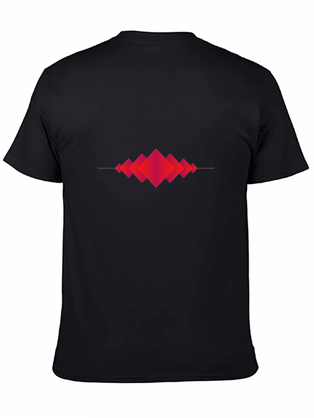 Abstract Geometric Red Diamond Graphic Black T-Shirt