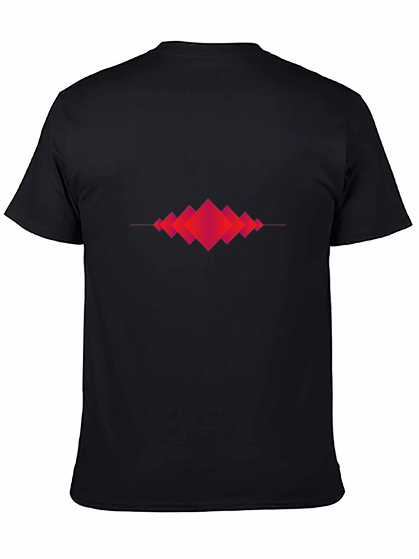 Abstract Geometric Red Diamond Graphic Black T-Shirt