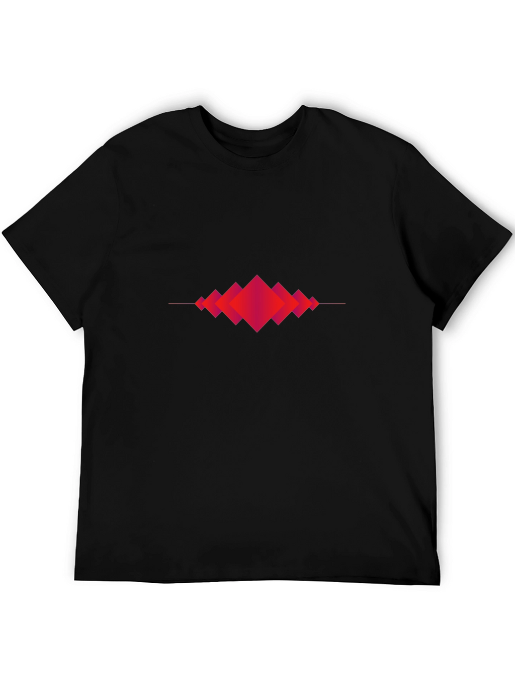 Abstract Geometric Red Diamond Graphic Black T-Shirt
