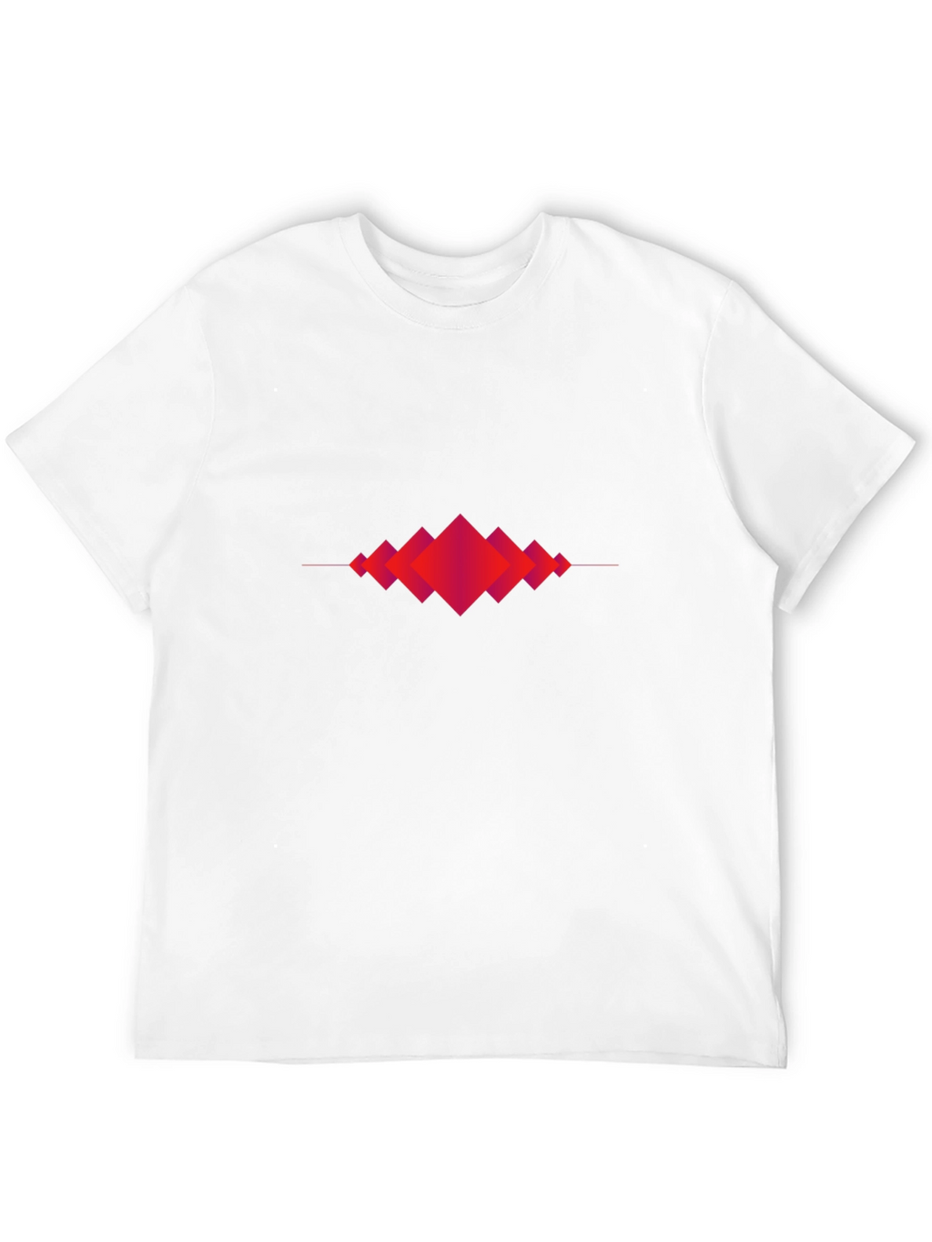 Abstract Geometric Red Diamond Graphic Black T-Shirt