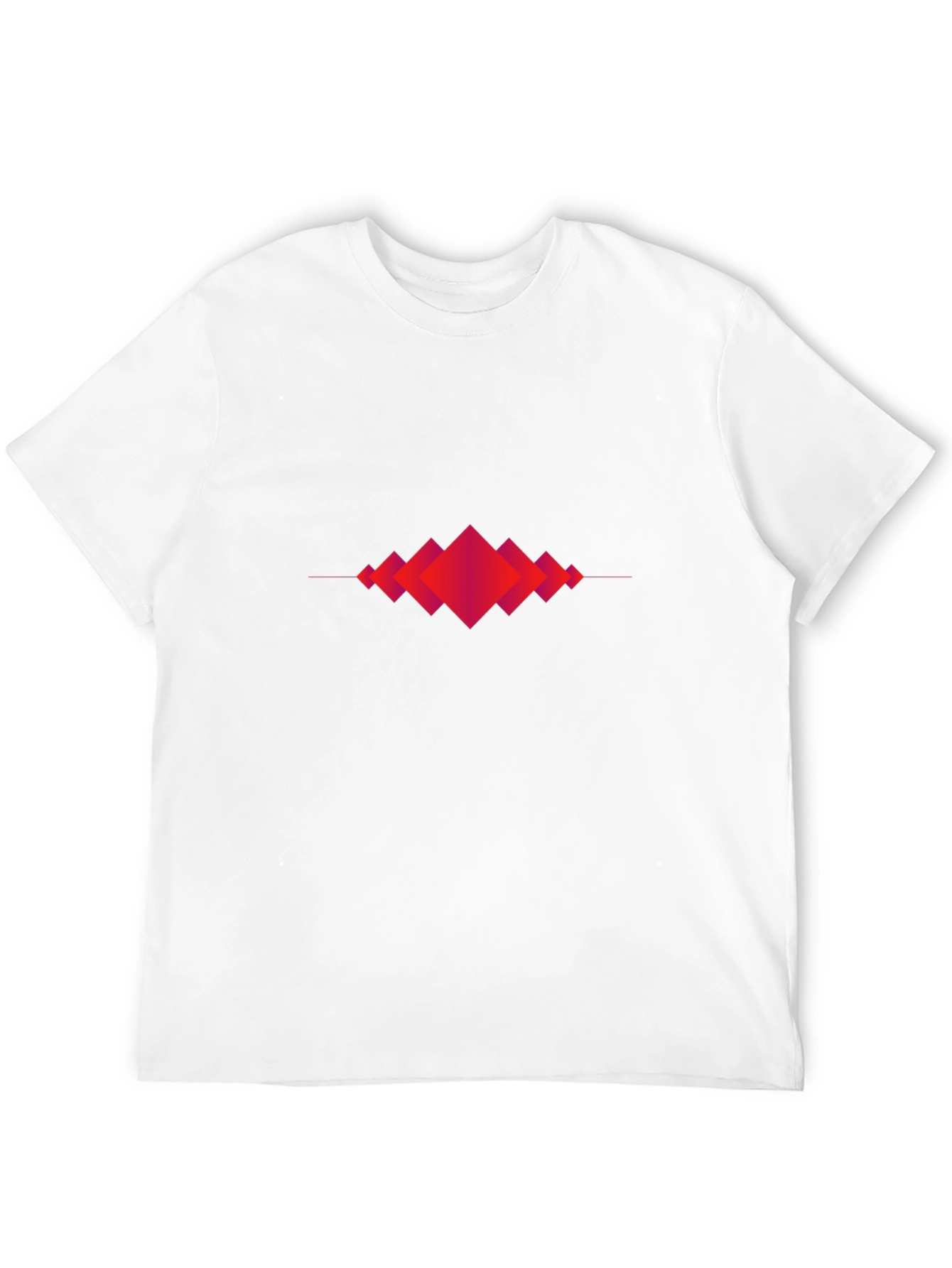 Abstract Geometric Red Diamond Graphic Black T-Shirt