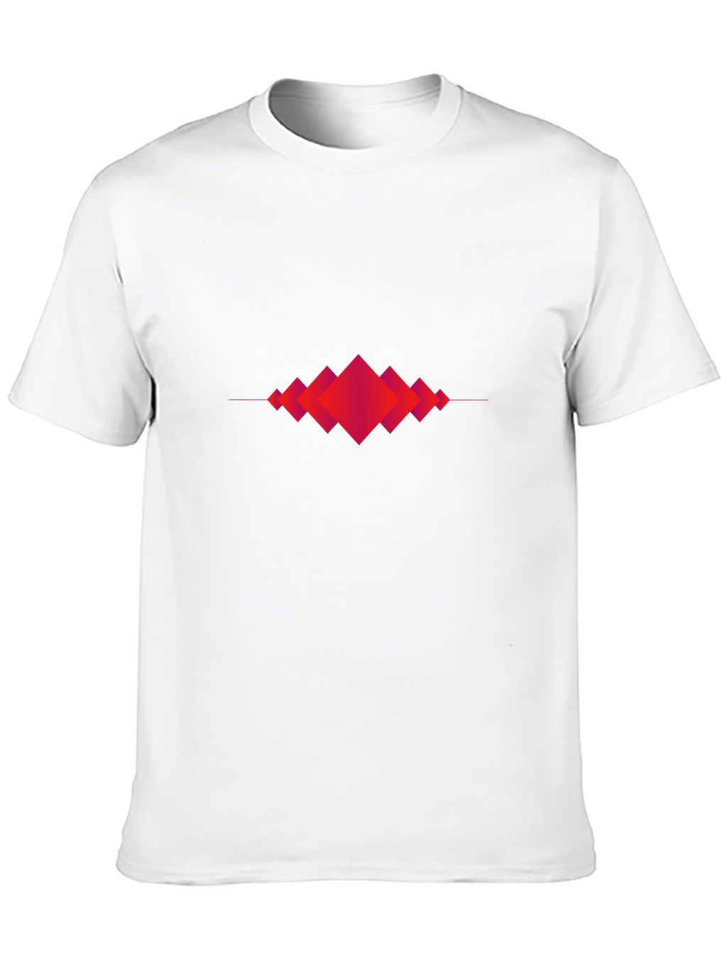 Abstract Geometric Red Diamond Graphic Black T-Shirt