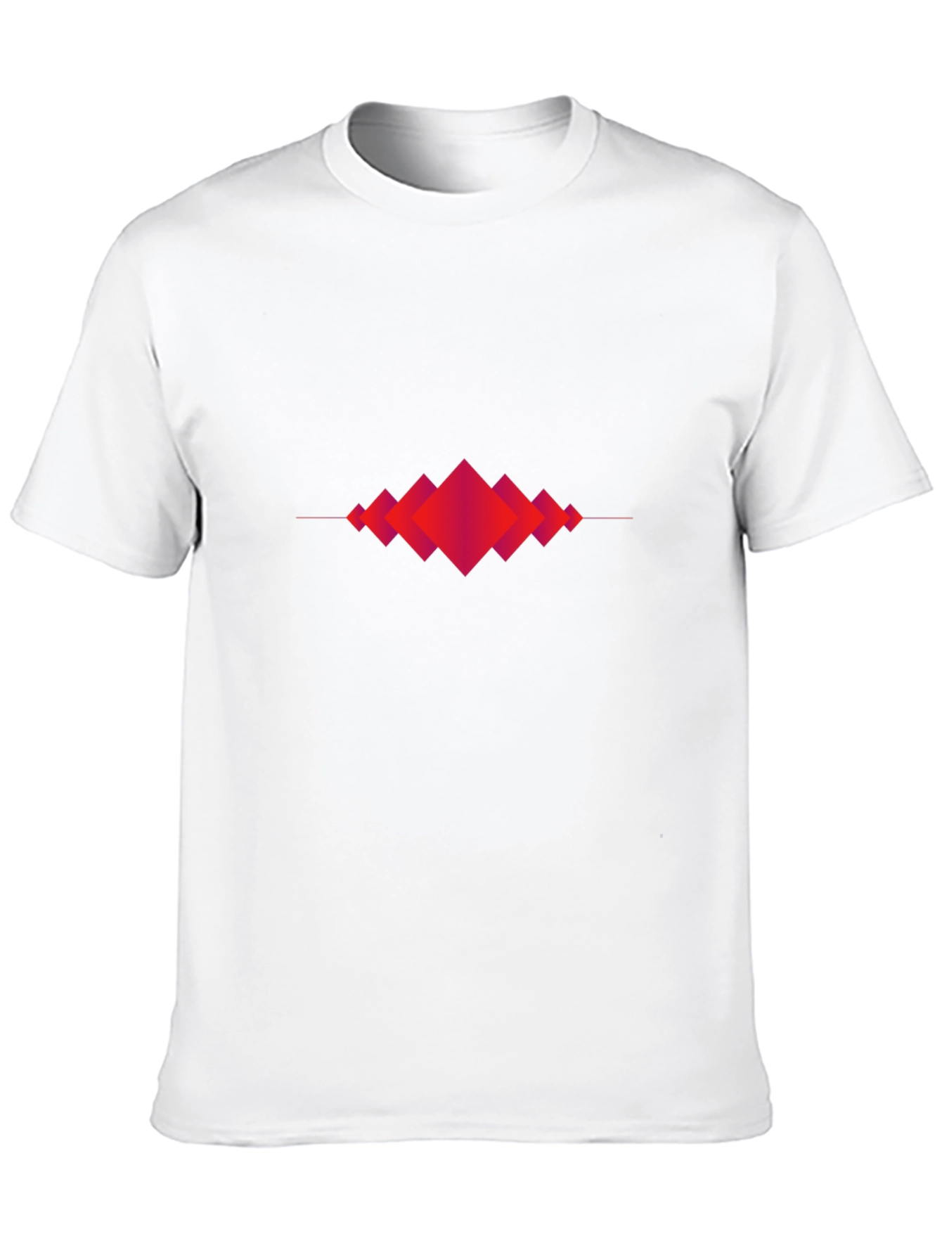 Abstract Geometric Red Diamond Graphic Black T-Shirt