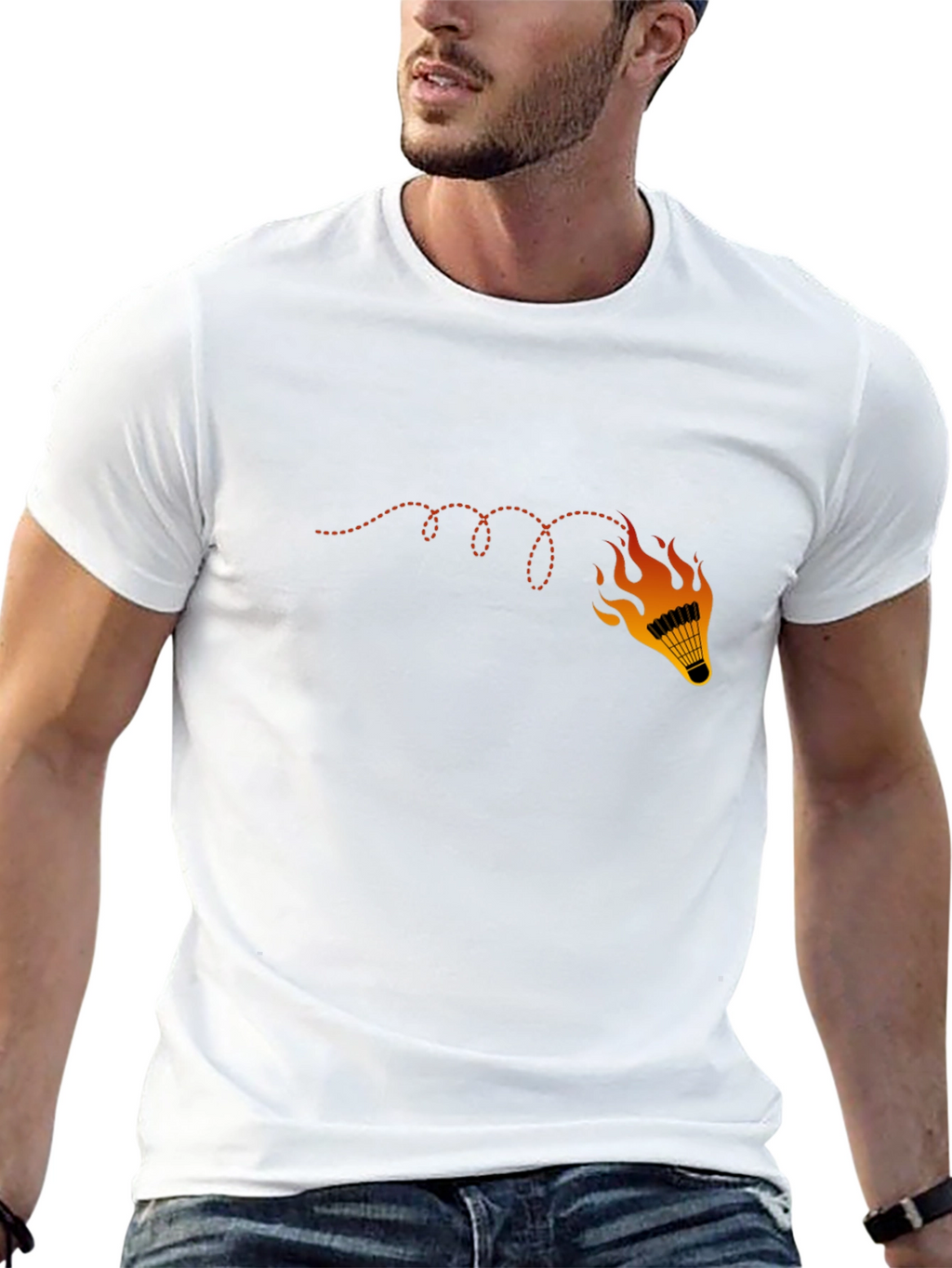 Flaming Shuttlecock Graphic Tee - Badminton Fan Shirt