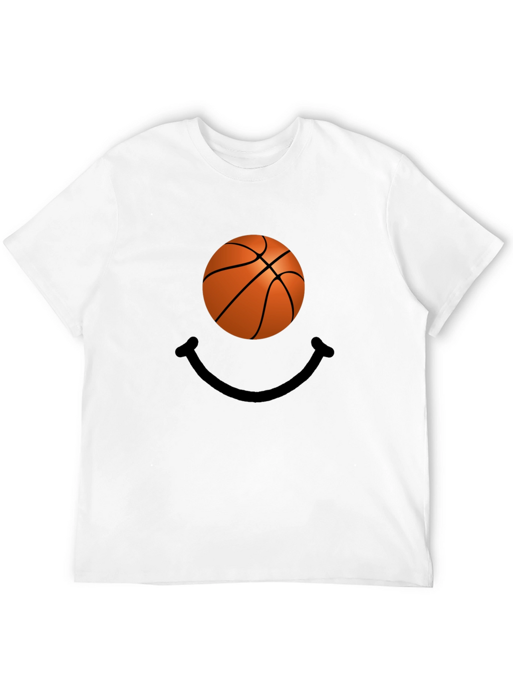 Basketball Smile Graphic Tee - Black Cotton T-Shirt