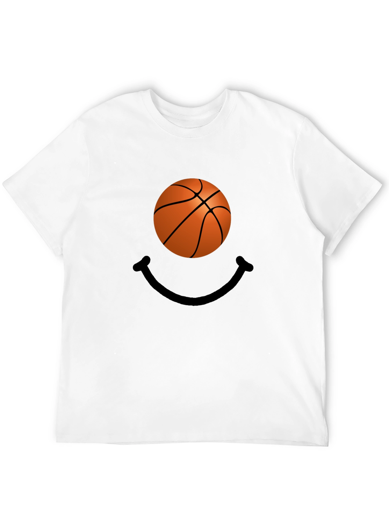 Basketball Smile Graphic Tee - Black Cotton T-Shirt