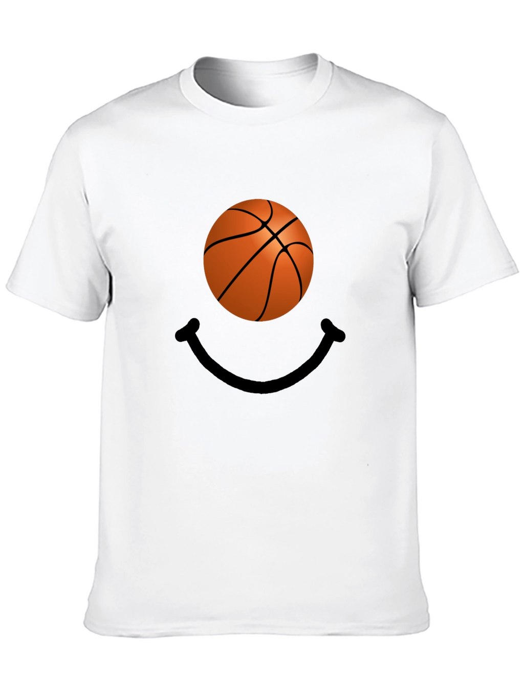 Basketball Smile Graphic Tee - Black Cotton T-Shirt
