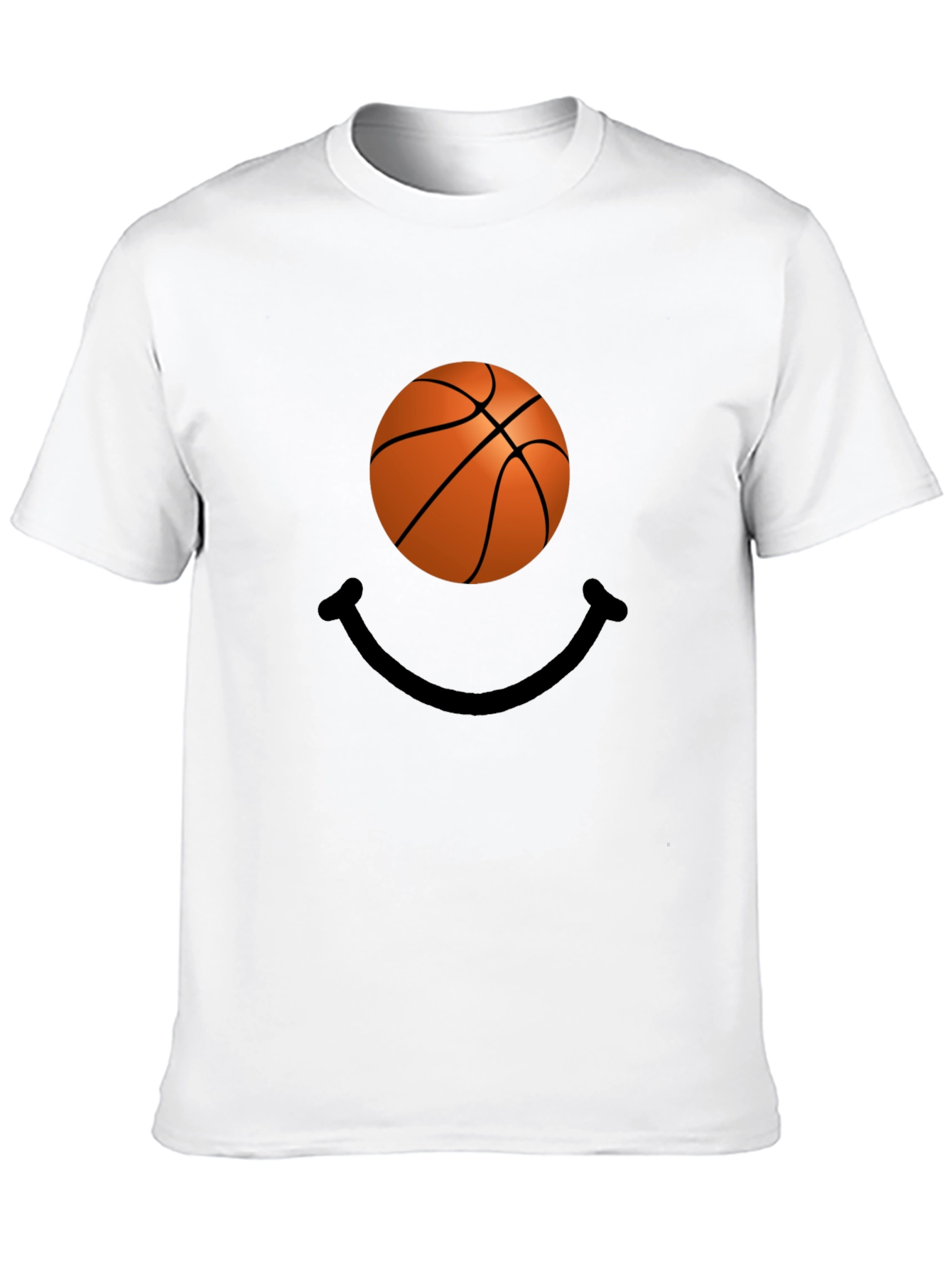 Basketball Smile Graphic Tee - Black Cotton T-Shirt