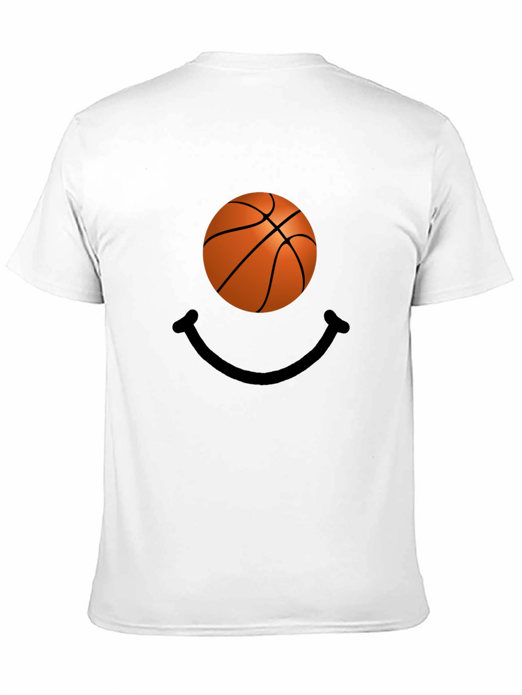 Basketball Smile Graphic Tee - Black Cotton T-Shirt