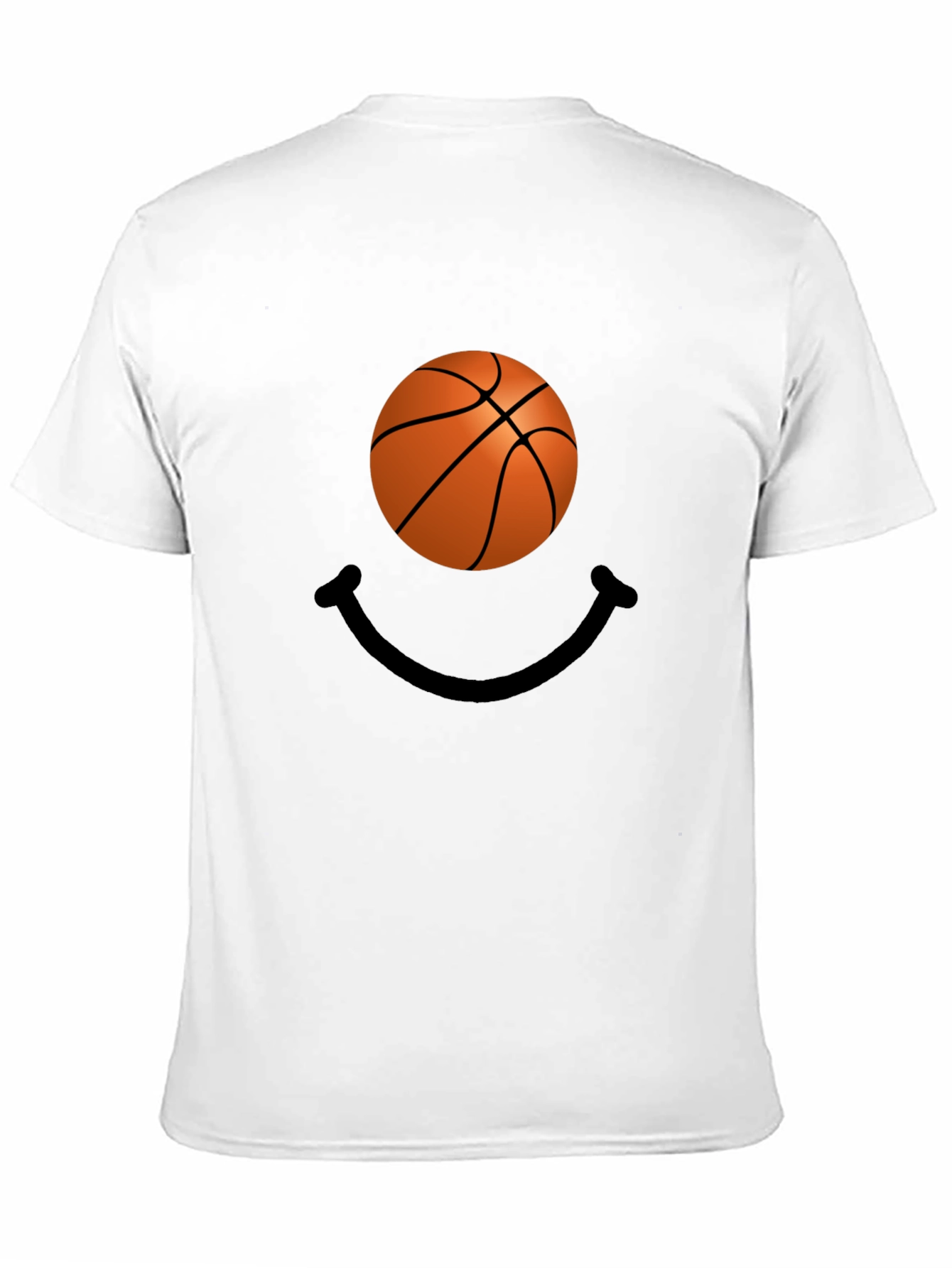 Basketball Smile Graphic Tee - Black Cotton T-Shirt