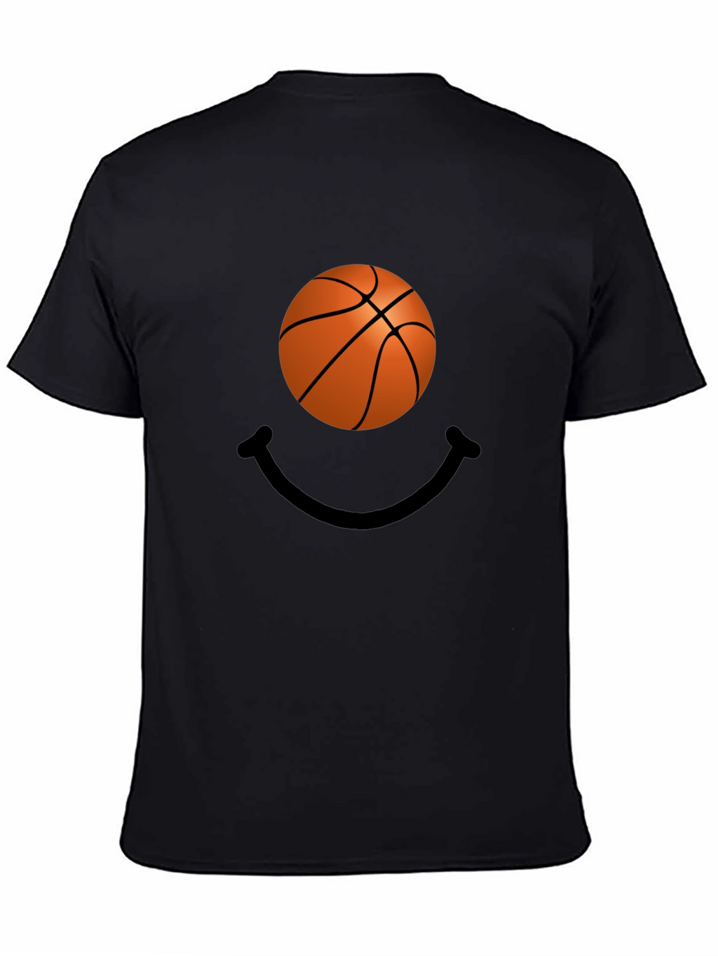 Basketball Smile Graphic Tee - Black Cotton T-Shirt