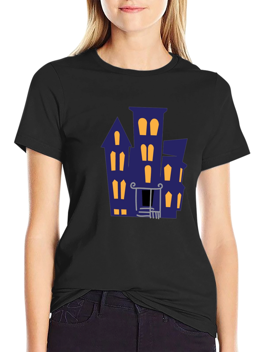 Haunted House Graphic Tee - Halloween Vibes