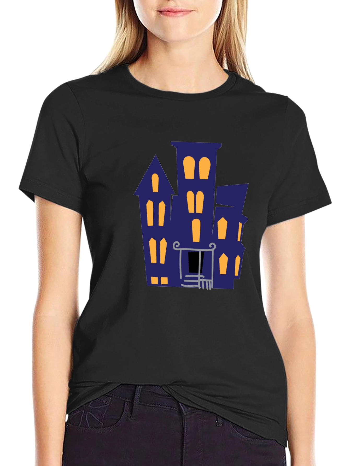 Haunted House Graphic Tee - Halloween Vibes