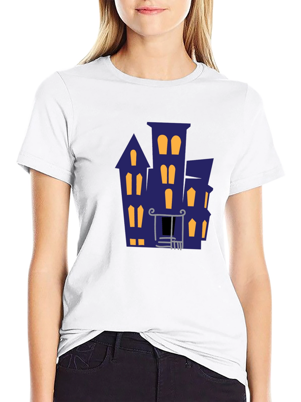 Haunted House Graphic Tee - Halloween Vibes