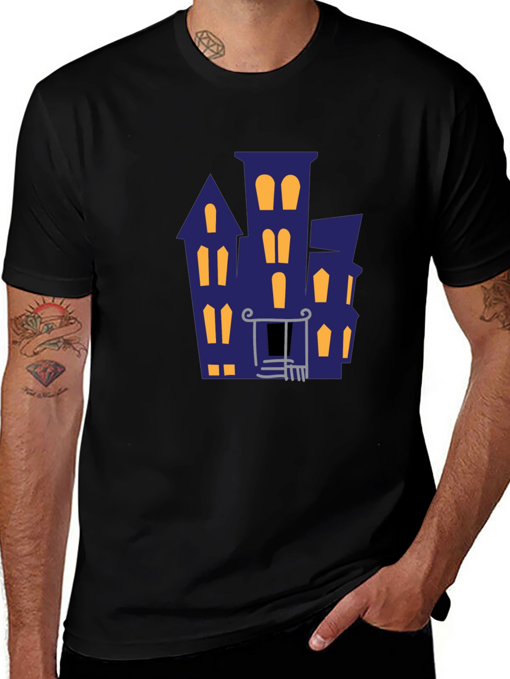 Haunted House Graphic Tee - Halloween Vibes