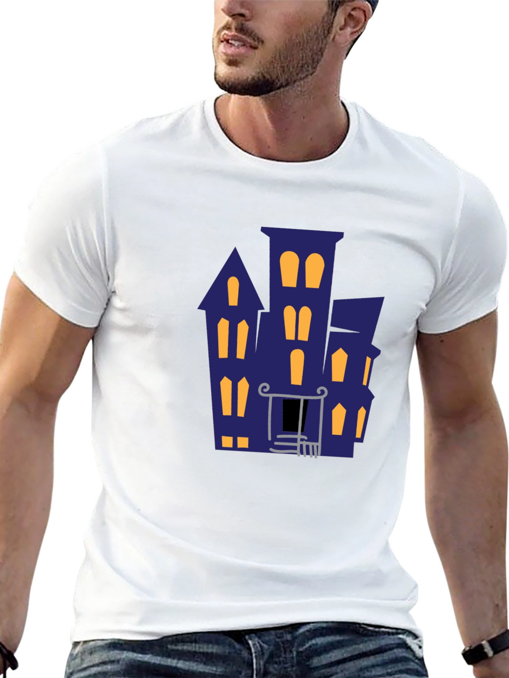 Haunted House Graphic Tee - Halloween Vibes