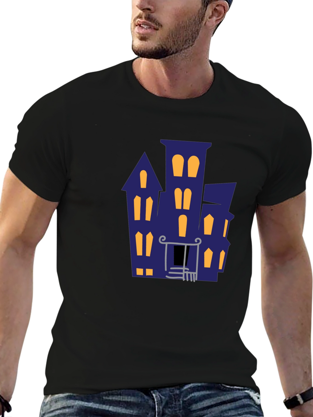 Haunted House Graphic Tee - Halloween Vibes