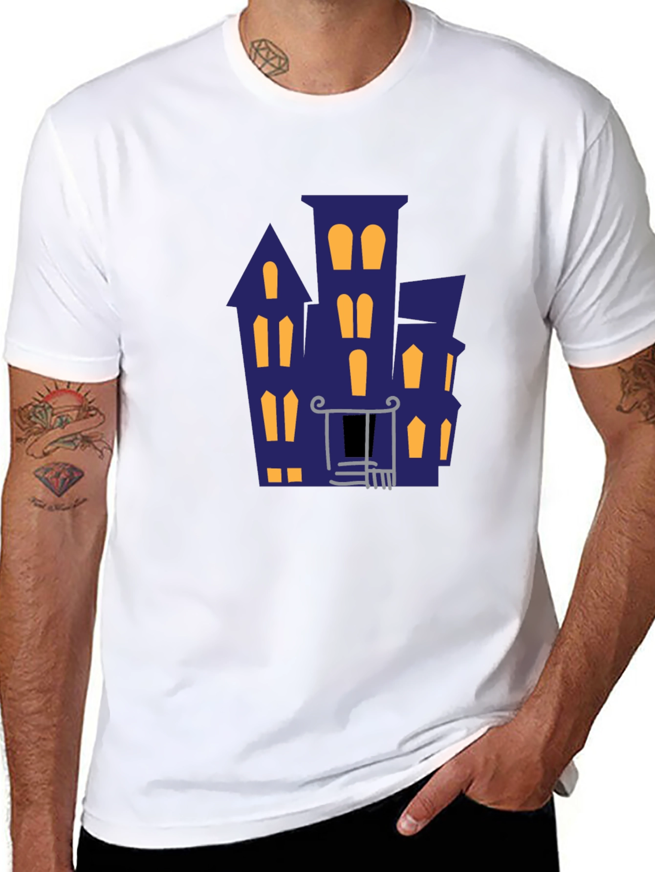 Haunted House Graphic Tee - Halloween Vibes