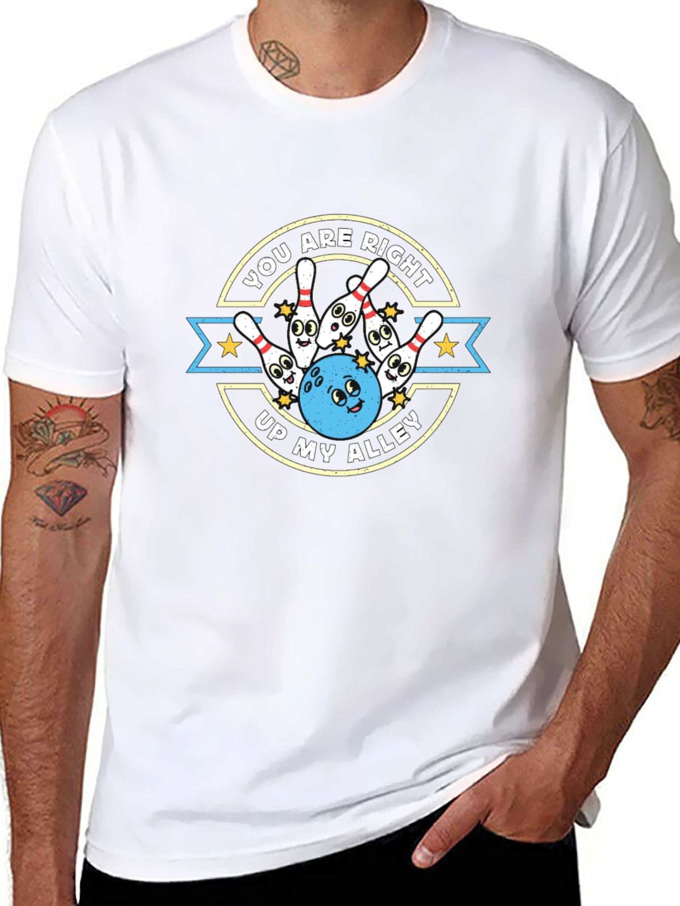 Bowling Cartoon T-Shirt - You Are Right Up My Alley!