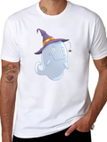 Ghost in Witch Hat Halloween T-Shirt