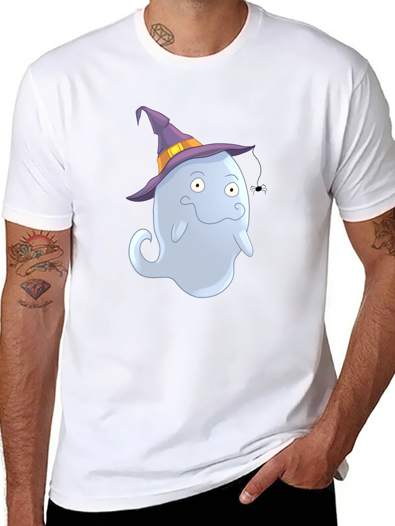 Ghost in Witch Hat Halloween T-Shirt
