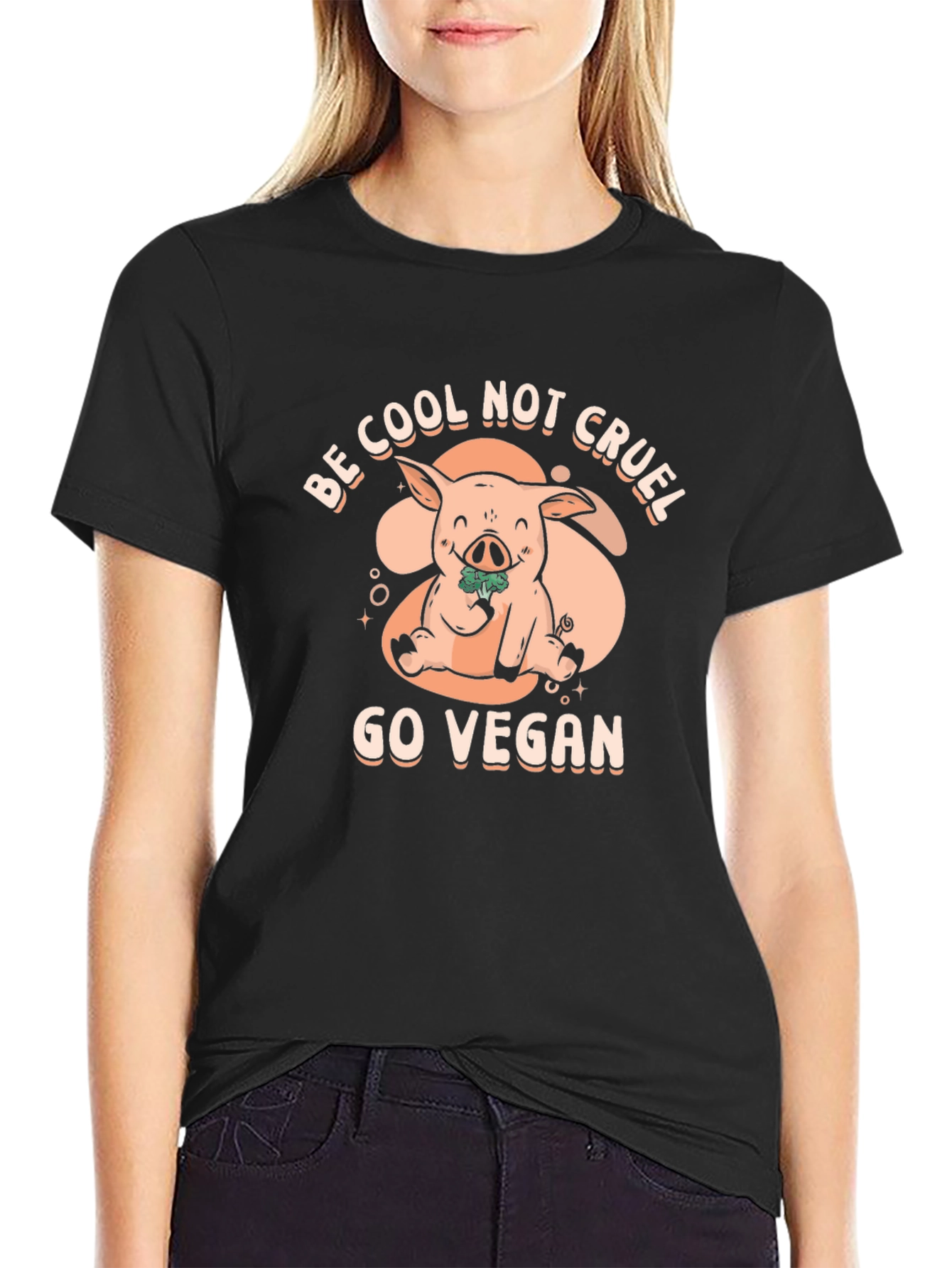 Vegan Pig Graphic Tee - Be Cool Not Cruel T-Shirt