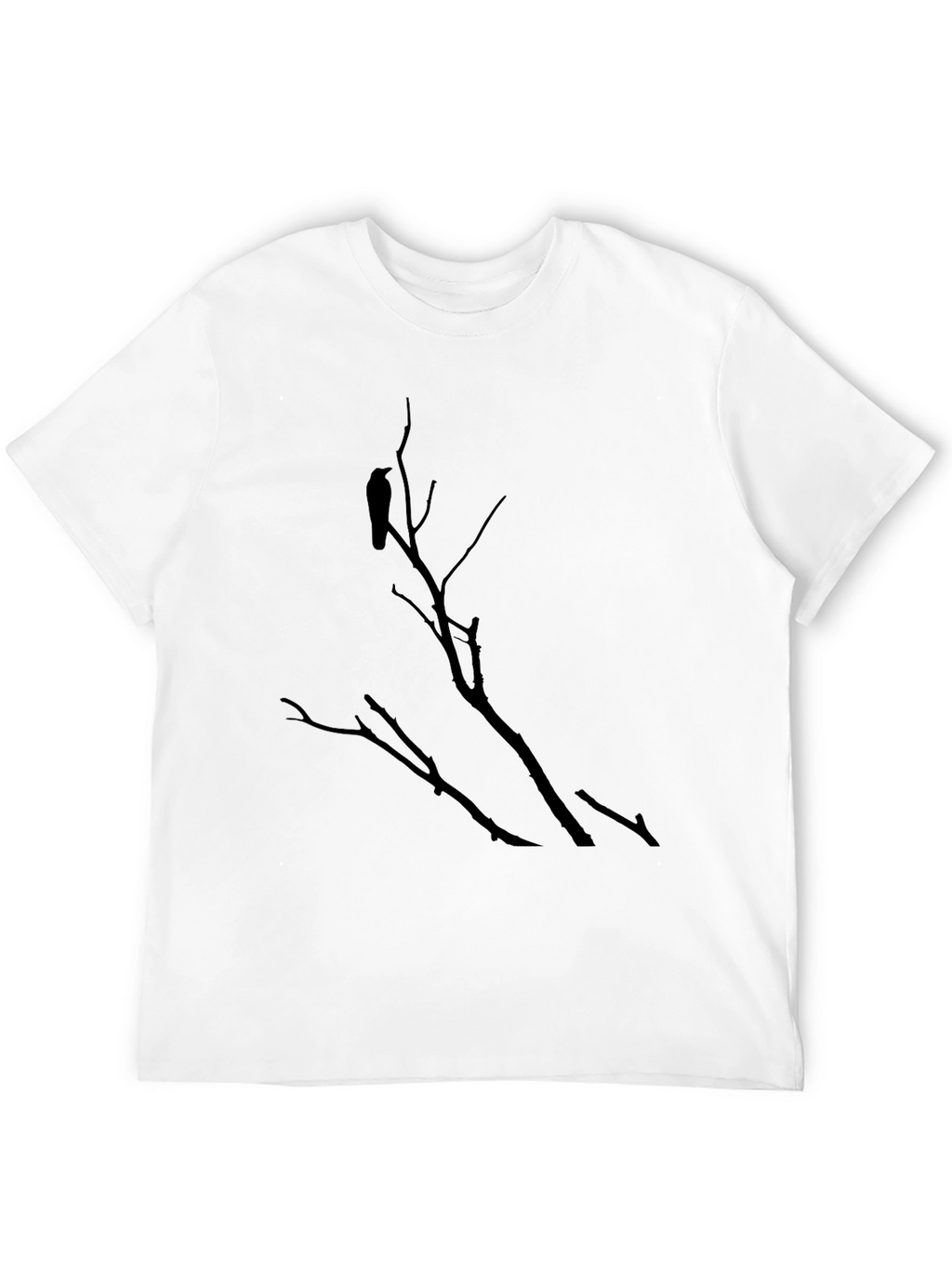Raven on Branch Black T-Shirt - Gothic Style Tee