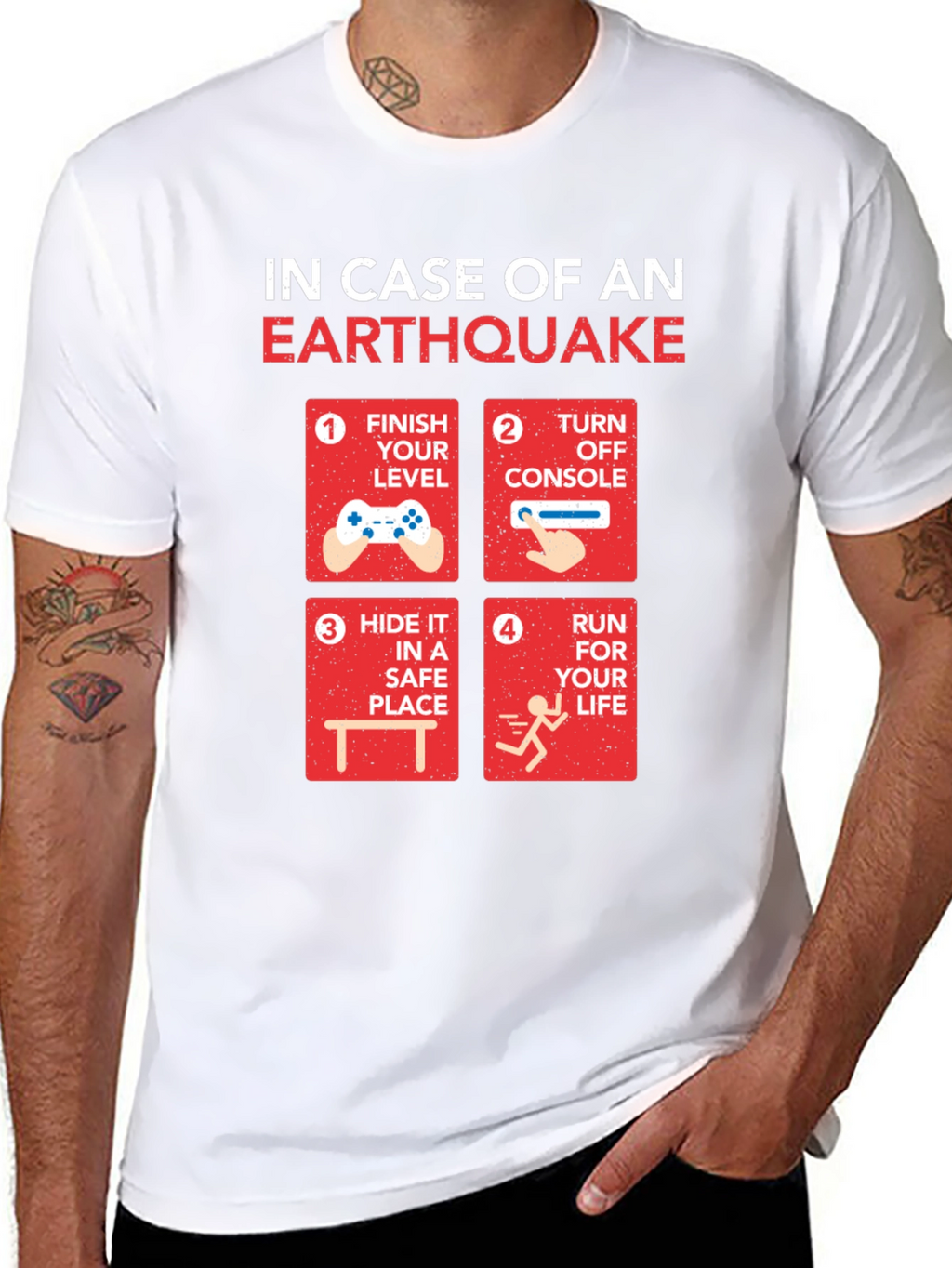 Earthquake Gamer T-Shirt: Funny Gamer Emergency Plan