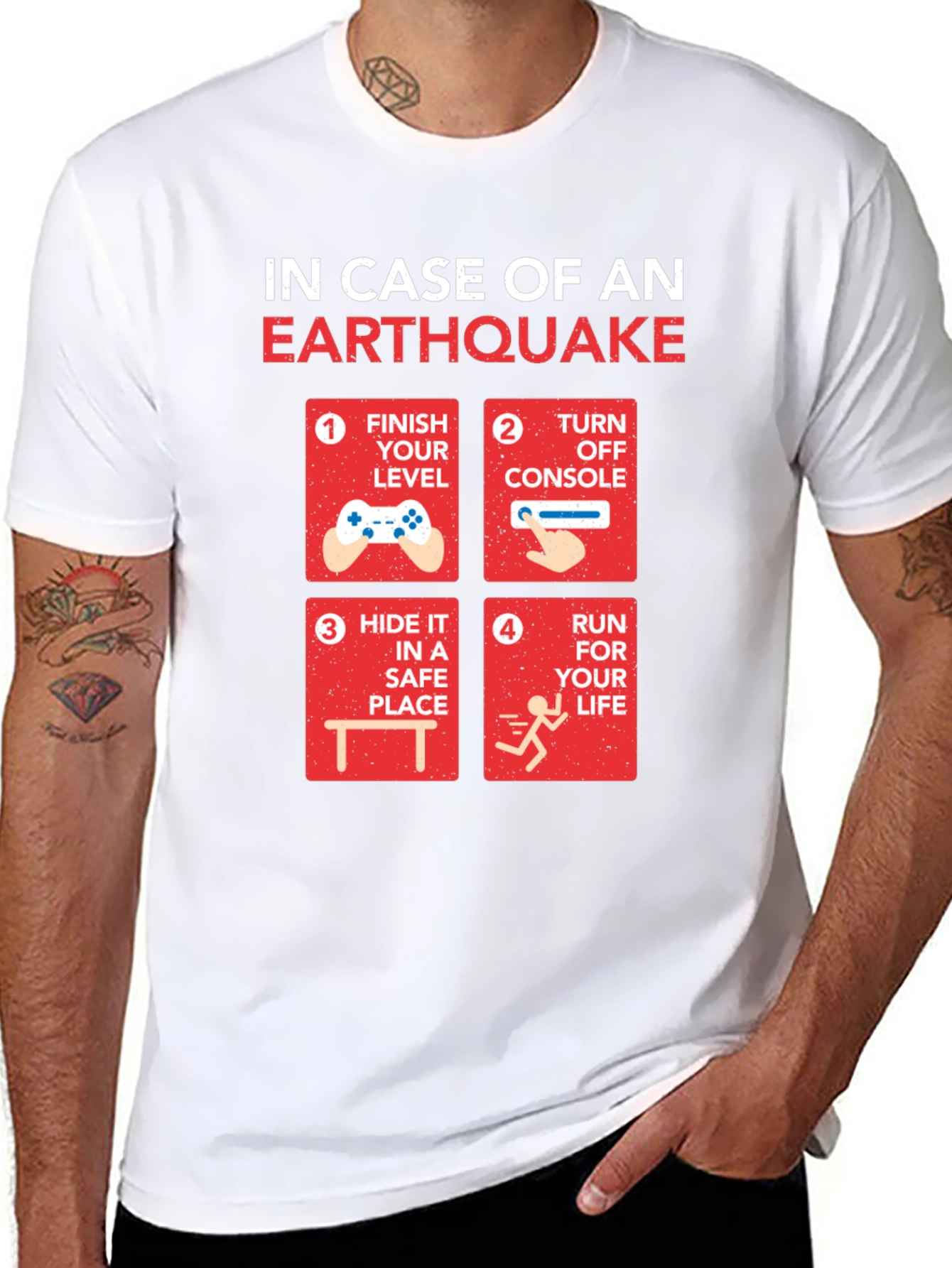 Earthquake Gamer T-Shirt: Funny Gamer Emergency Plan