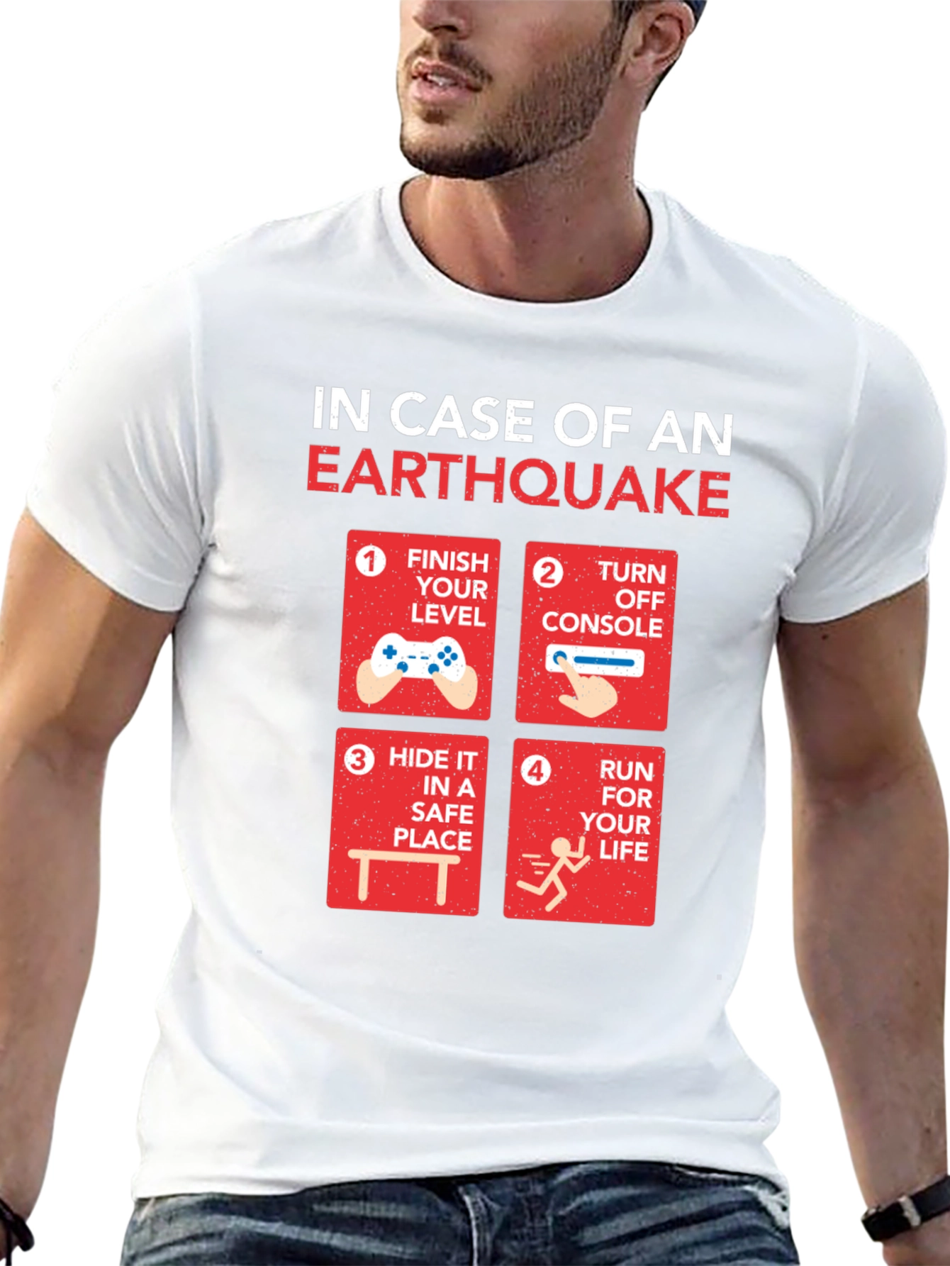 Earthquake Gamer T-Shirt: Funny Gamer Emergency Plan