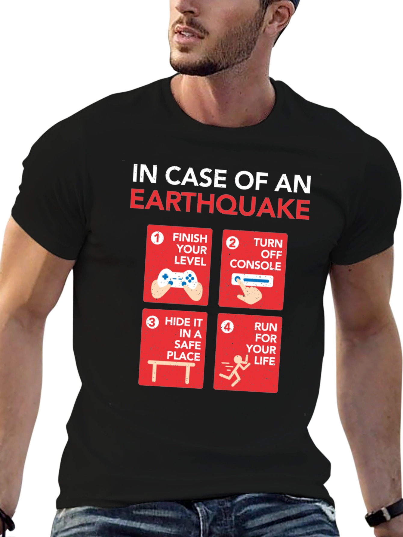 Earthquake Gamer T-Shirt: Funny Gamer Emergency Plan