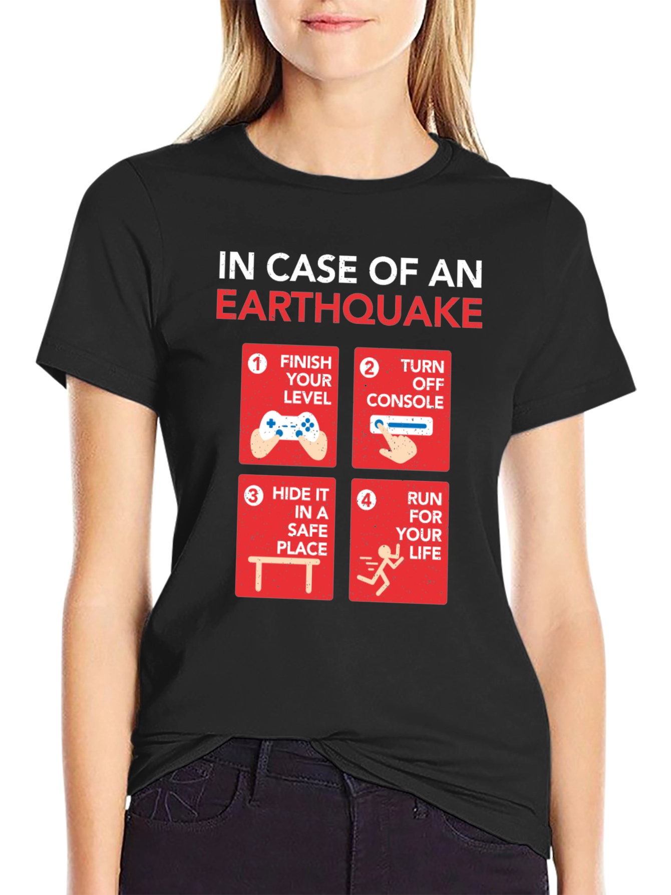 Earthquake Gamer T-Shirt: Funny Gamer Emergency Plan
