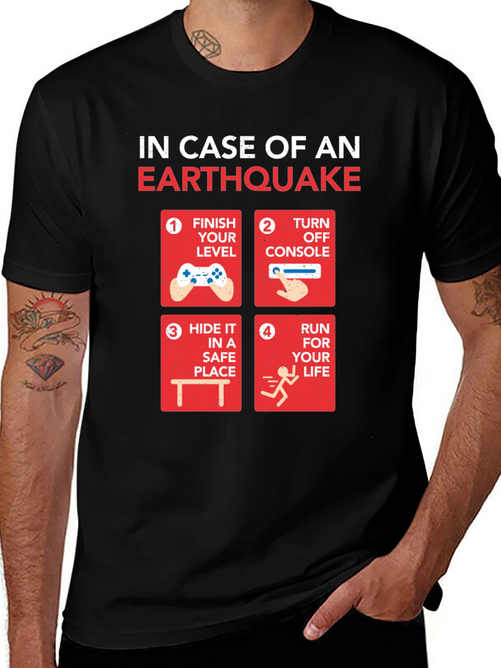 Earthquake Gamer T-Shirt: Funny Gamer Emergency Plan