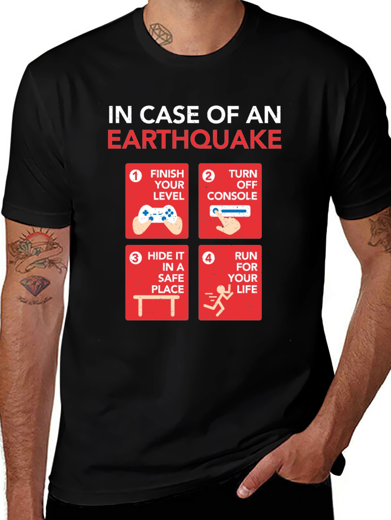 Earthquake Gamer T-Shirt: Funny Gamer Emergency Plan