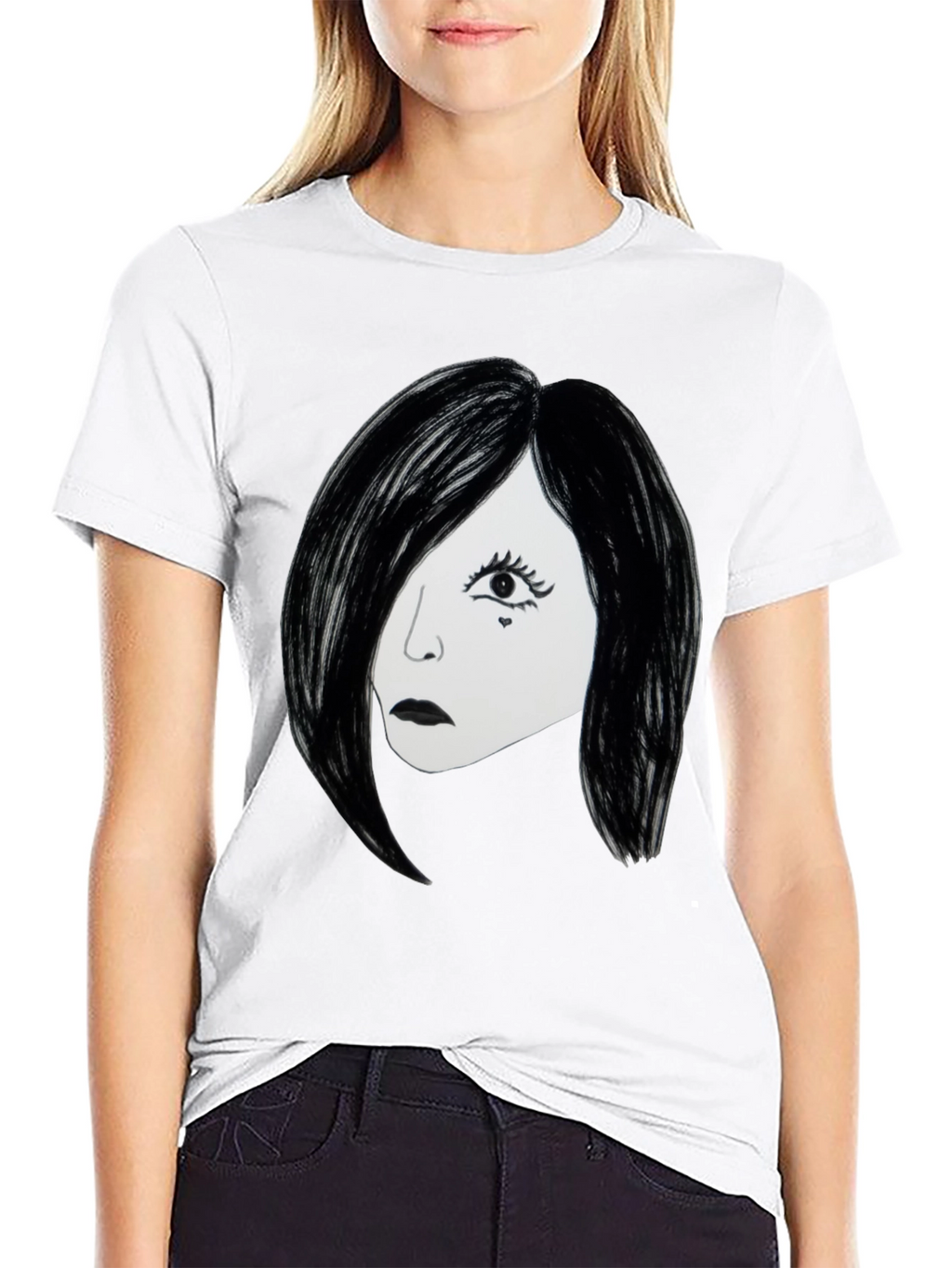 Emo Girl Graphic T-Shirt - Black Cotton Tee