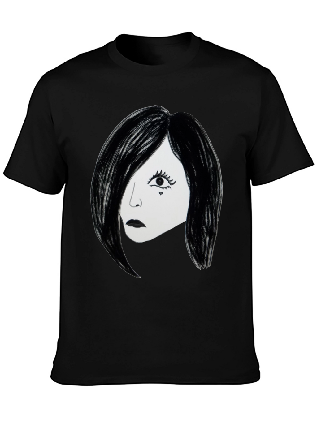 Emo Girl Graphic T-Shirt - Black Cotton Tee