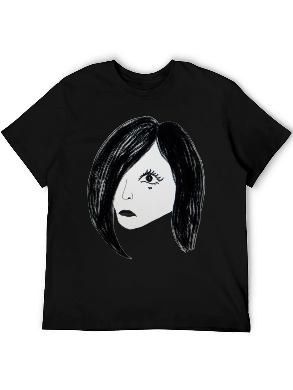 Emo Girl Graphic T-Shirt - Black Cotton Tee