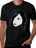 Emo Girl Graphic T-Shirt - Black Cotton Tee