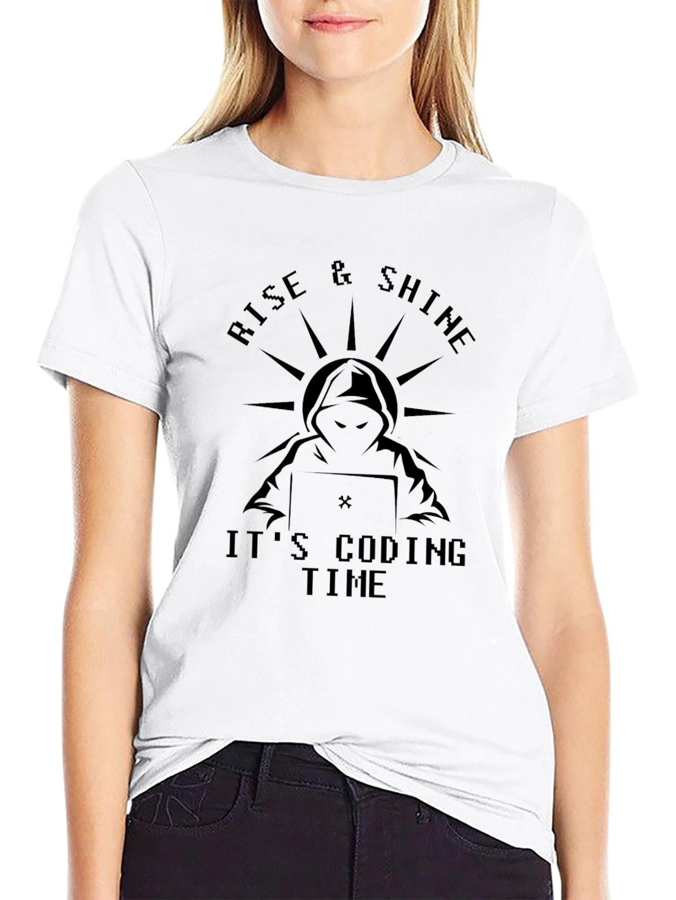 Rise & Shine Coding Time Black T-Shirt