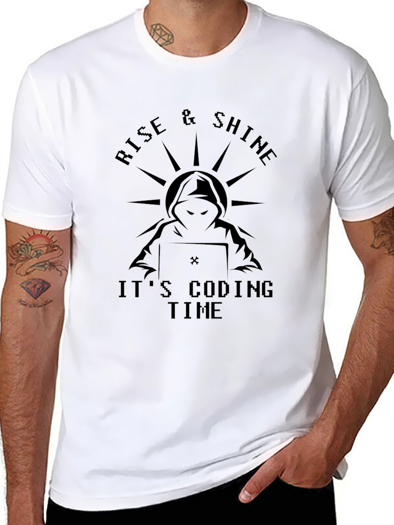 Rise & Shine Coding Time Black T-Shirt