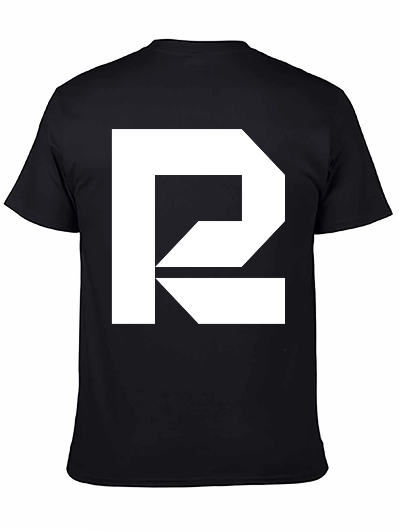 Modern Graphic Tee - Black Shirt with White Abstract R Design