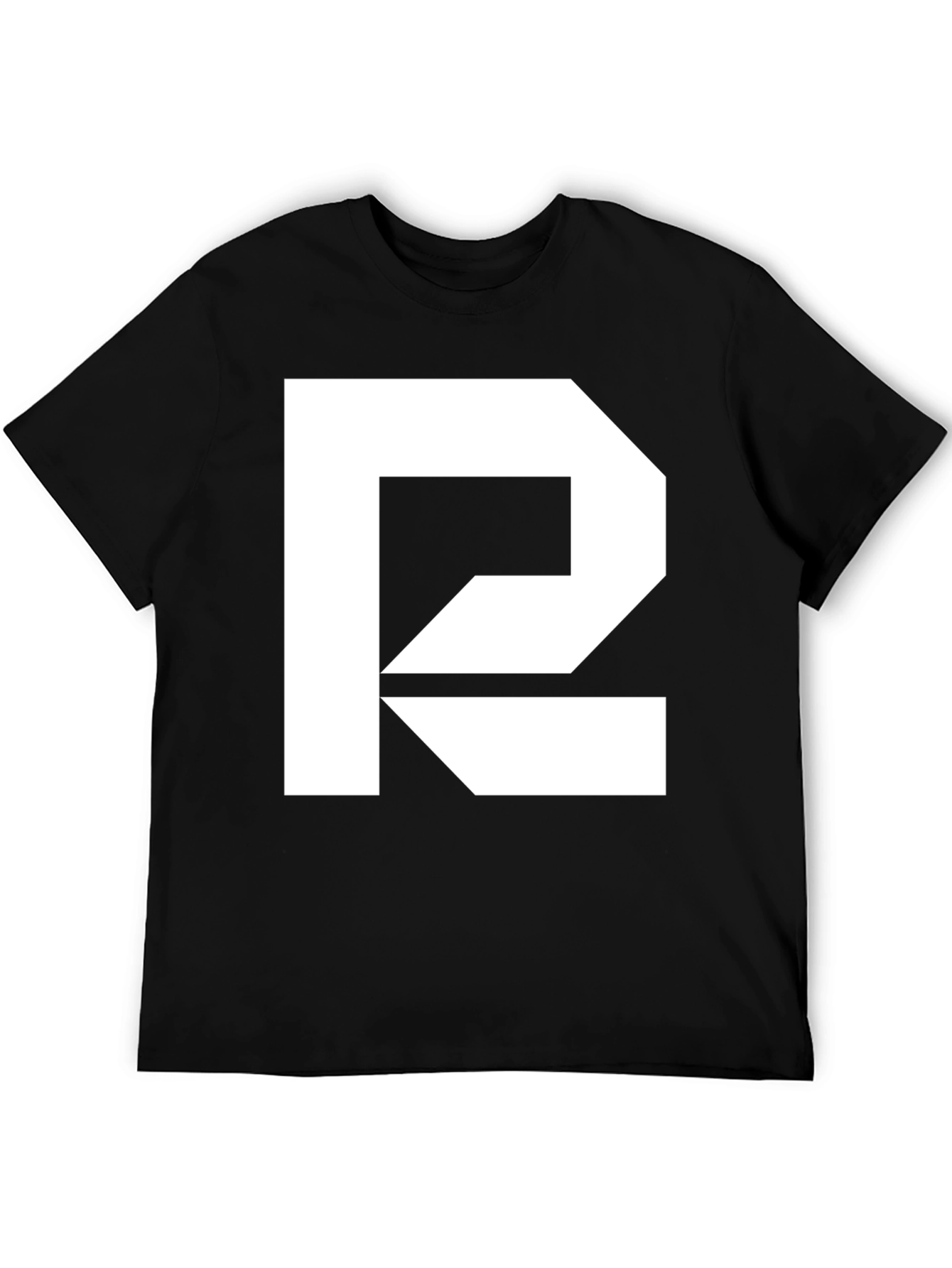 Modern Graphic Tee - Black Shirt with White Abstract R Design