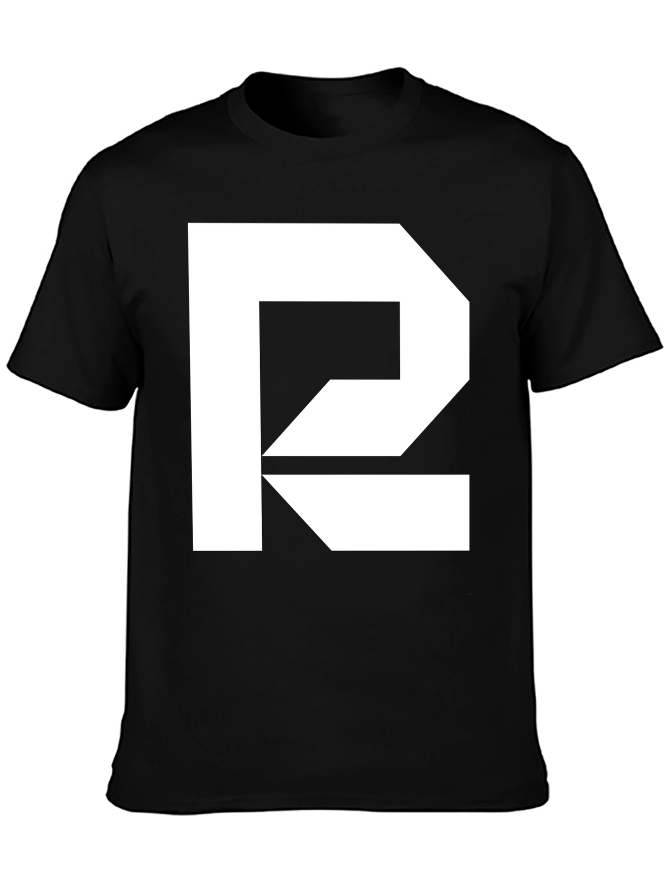 Modern Graphic Tee - Black Shirt with White Abstract R Design